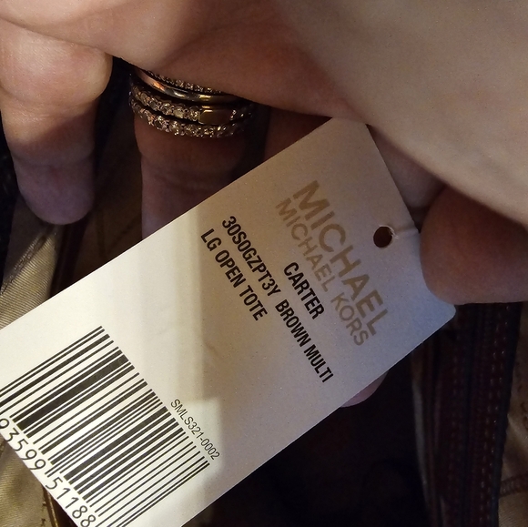 Michael Kors Purse Carter Brown Multi Large open tote Bag - Picture 9 of 9